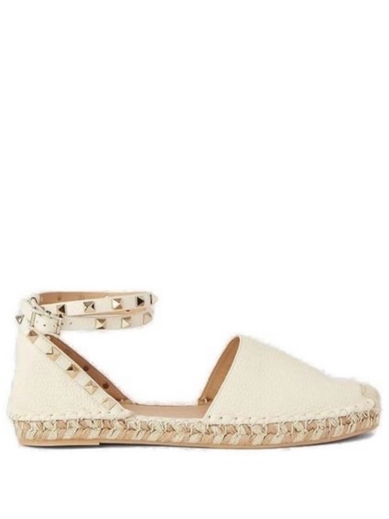 Valentino Shoes - Valentino Cream Studded Ankle-Strap Espadrille